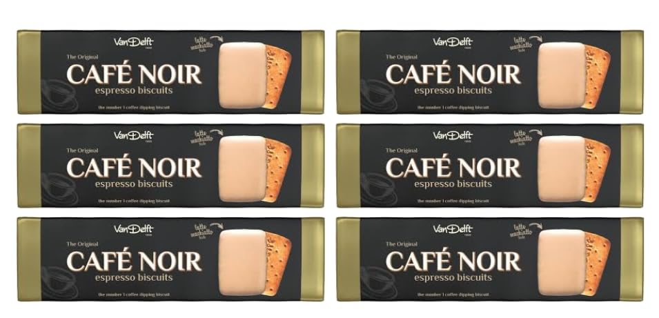Van Delft Café Noir Espresso Biscuits, the Number 1 Coffee Dipping Biscuit, Pack of 6