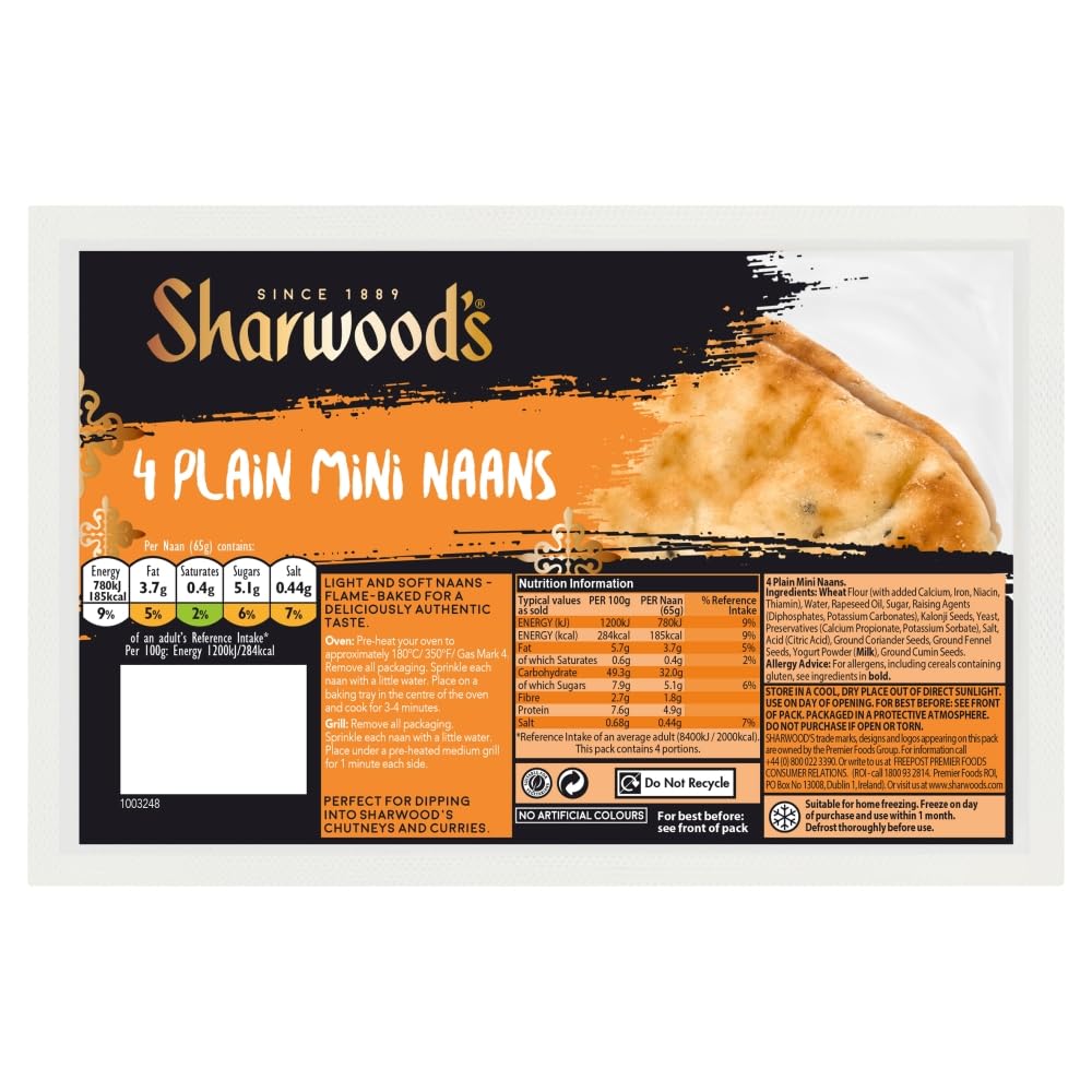 Sharwood's 4 Plain Mini Naans, 235g
