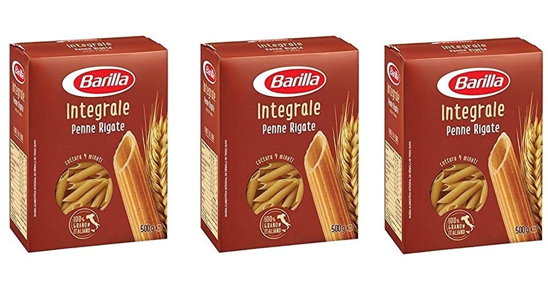 3X Pasta Barilla Penne rigate integrali wholemeal Italian Pasta 500 g