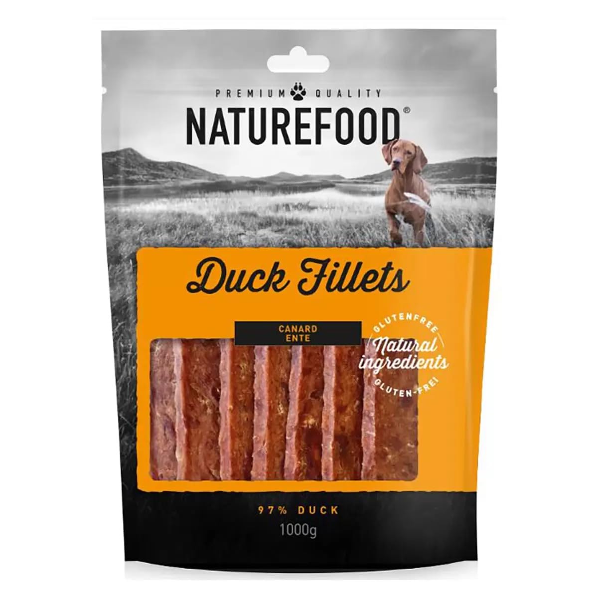 Naturefood Duck Fillets Dog Treats, Premium Quality, Gluten Free, Natural Ingredients, 97% Duck, 1kg
