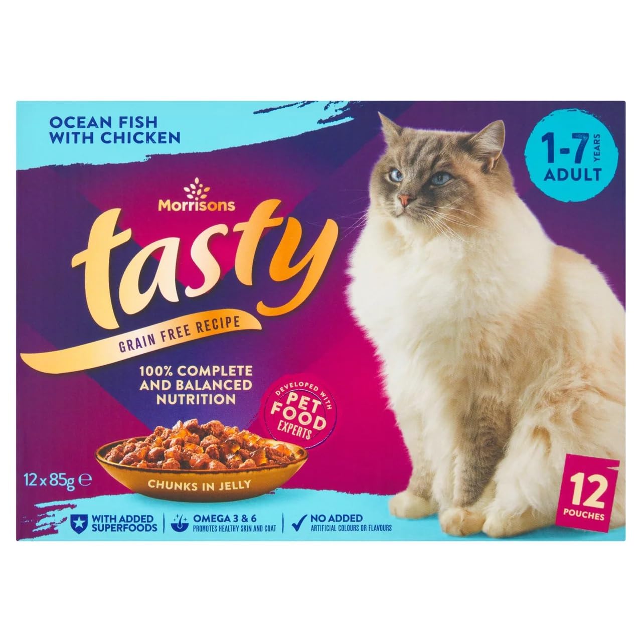 Morrisons Premium Adult Cat Pouch Oceanfish With Chicken In Jelly, 85 g