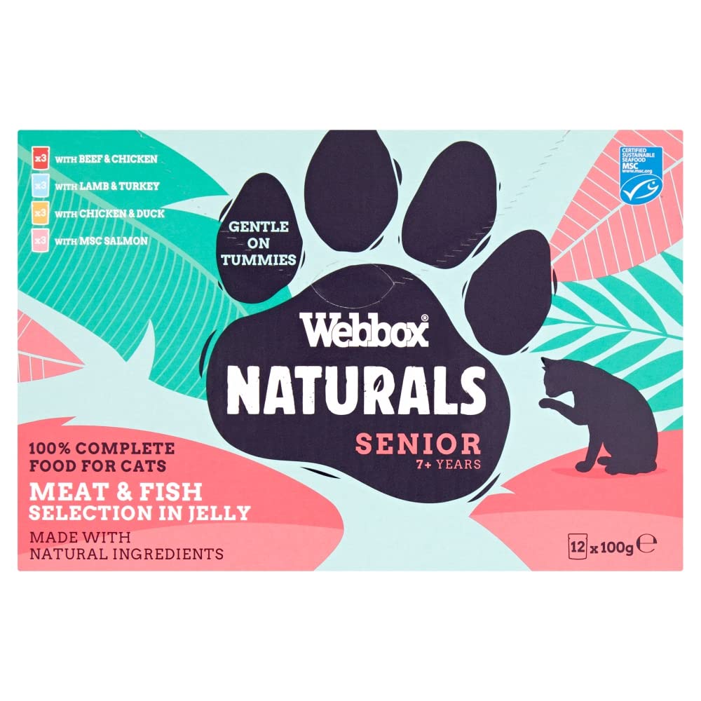Webbox Naturals Senior 7+ Years Meat & Fish Selection in Jelly, 12 x 100g