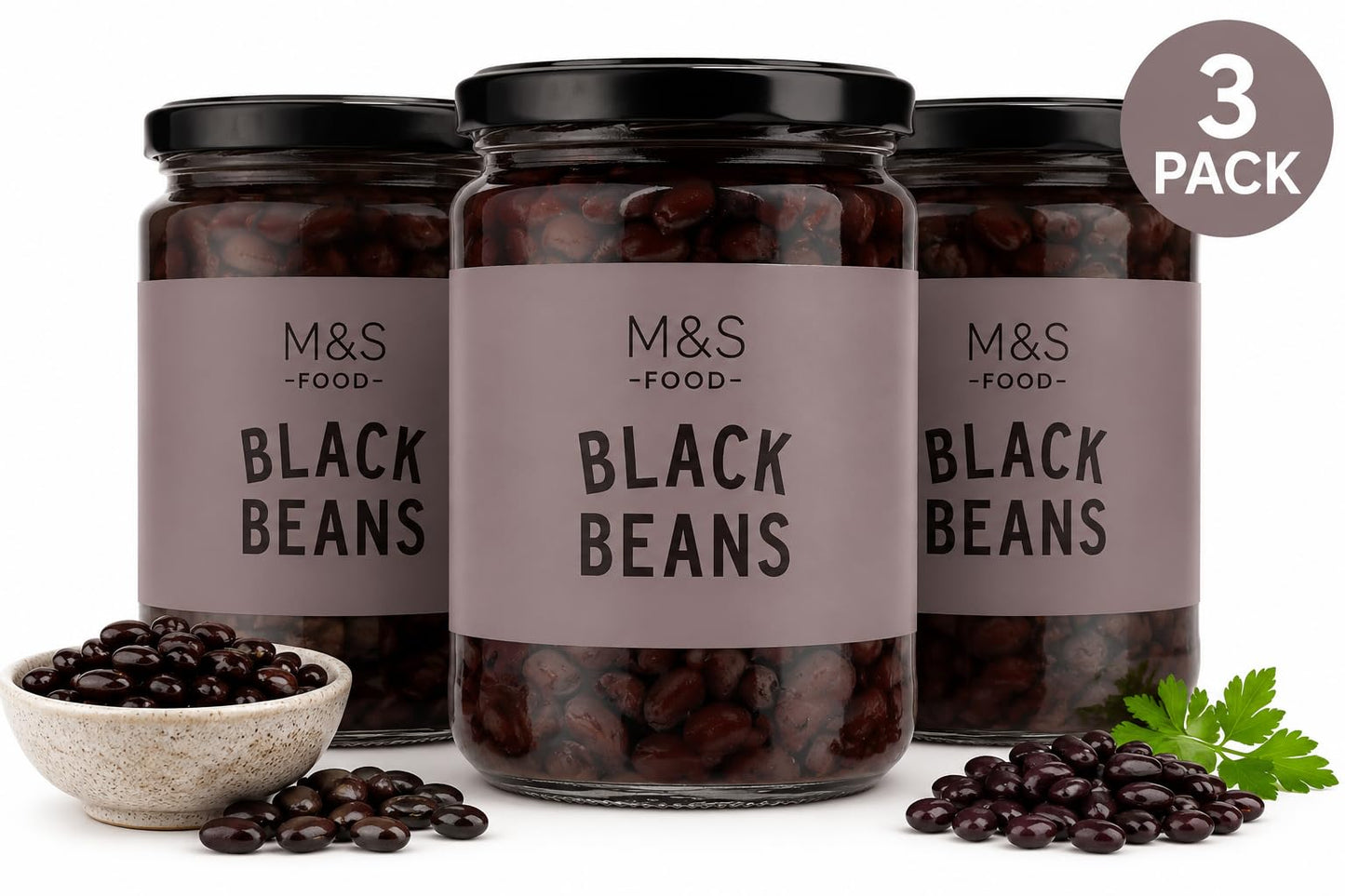 M&S Black Beans 430g, Pack of 3
