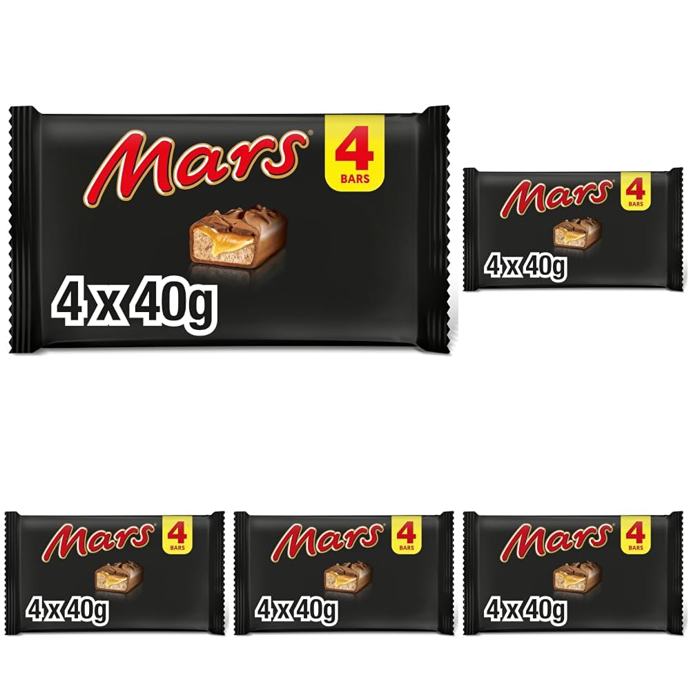 Mars Caramel Soft Nougat Milk Chocolate Treat Bars Snack Multipack, 4x40g