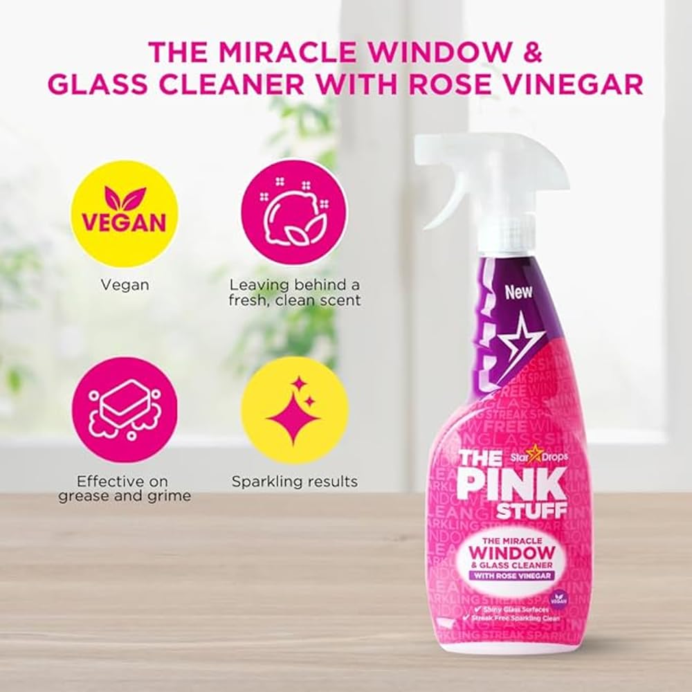 The Pink Stuff The Miracle Window & Glass Cleaner with Rose Vinegar 850ml