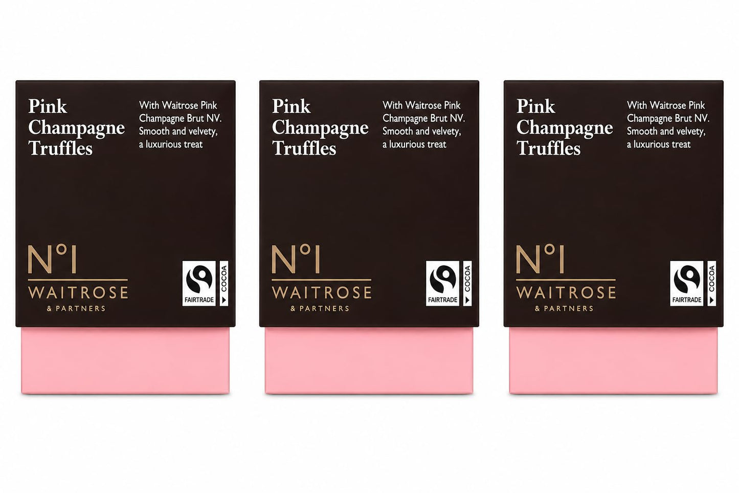 Waitrose No.1 Fairtrade Pink Champagne Truffles120g, Pack of 3