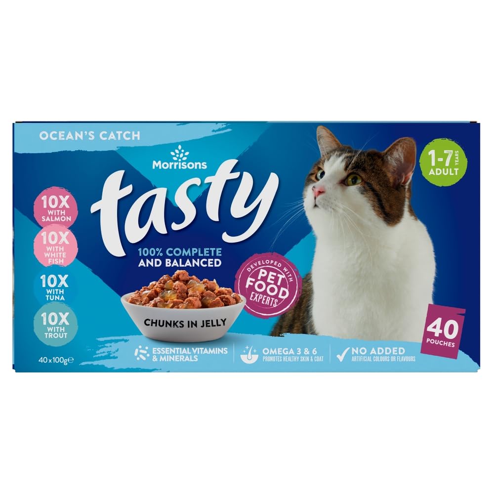 Morrisons Adult Cat Tasty Chunks In Jelly Ocean's Catch 40 X 100g