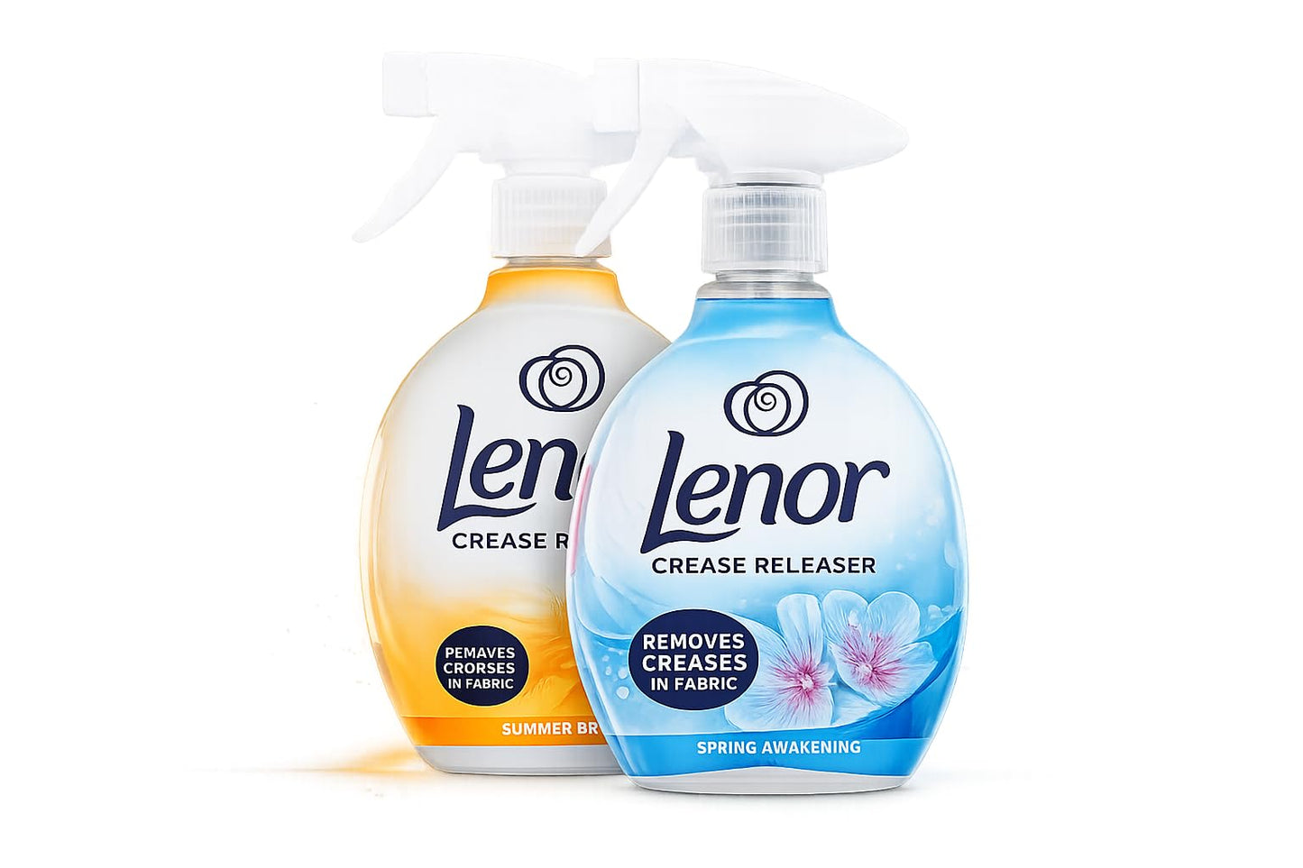 Lenor Crease Release Spray – SPRING AWAKENING & SUMMER BREEZE | Iron in a Bottle Fabric Wrinkle Remover, Static Reducer & Odour Eliminator – For Clothing, Bedding & Travel (2 x 500ml)