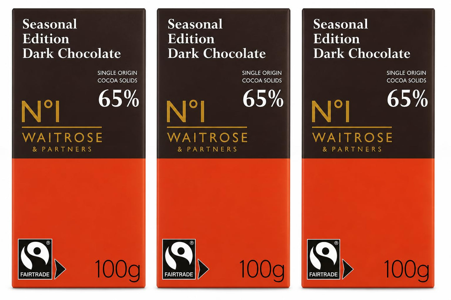 No.1 Fairtrade Dominican Republic Dark Chocolate with Ginger100g, Pack of 3