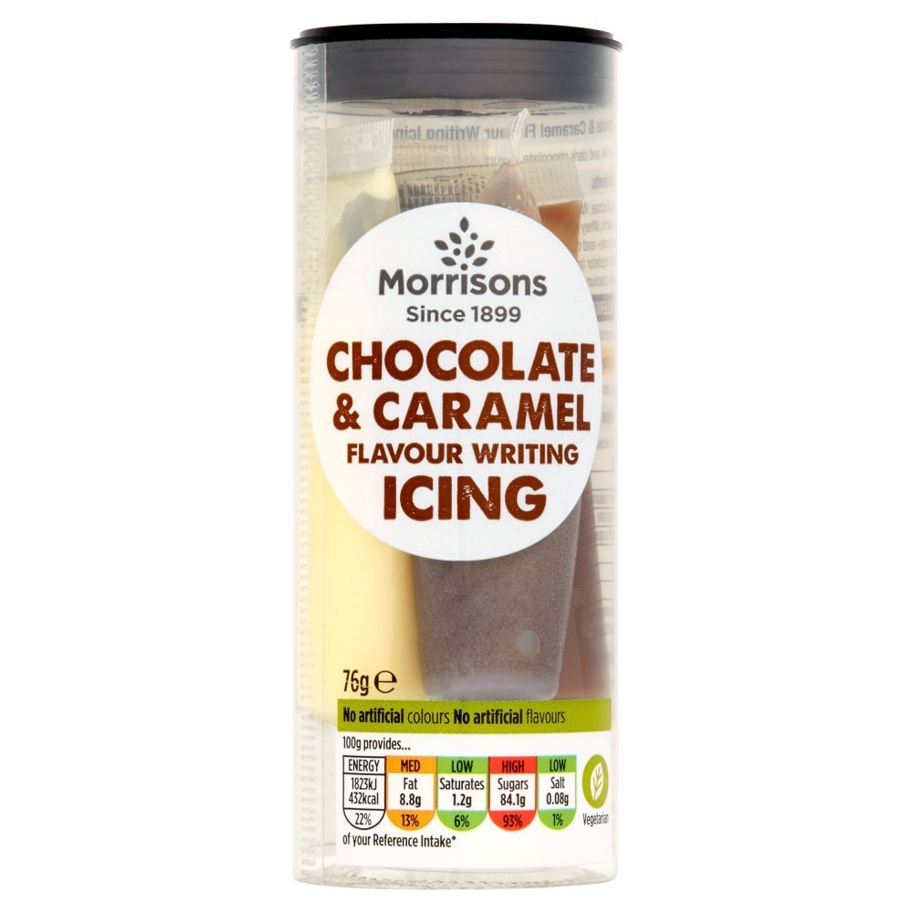 Morrisons Chocolate & Caramel Writing Icings 76G