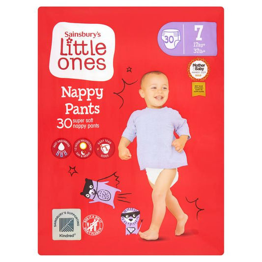 Sainsbury's Little Ones Nappy Pants Size 7, 17kg+ x30