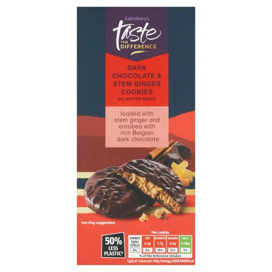 Sainsbury's Dark Chocolate & Ginger Cookies, Taste the Difference 200g