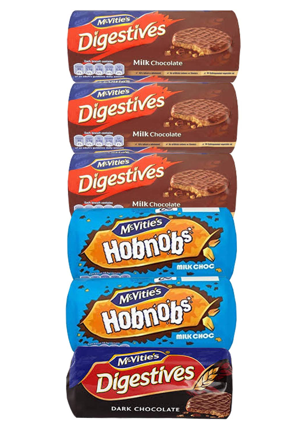 Mixed Assortment of McVitie's Milk Chocolate Digestives, Dark Chocolate Digestives and Milk Chocolate Hobnobs