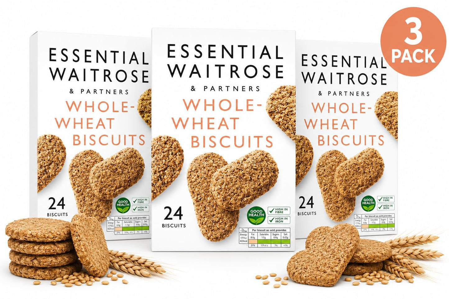 Essential Wholewheat Biscuits 24s, Pack of 3