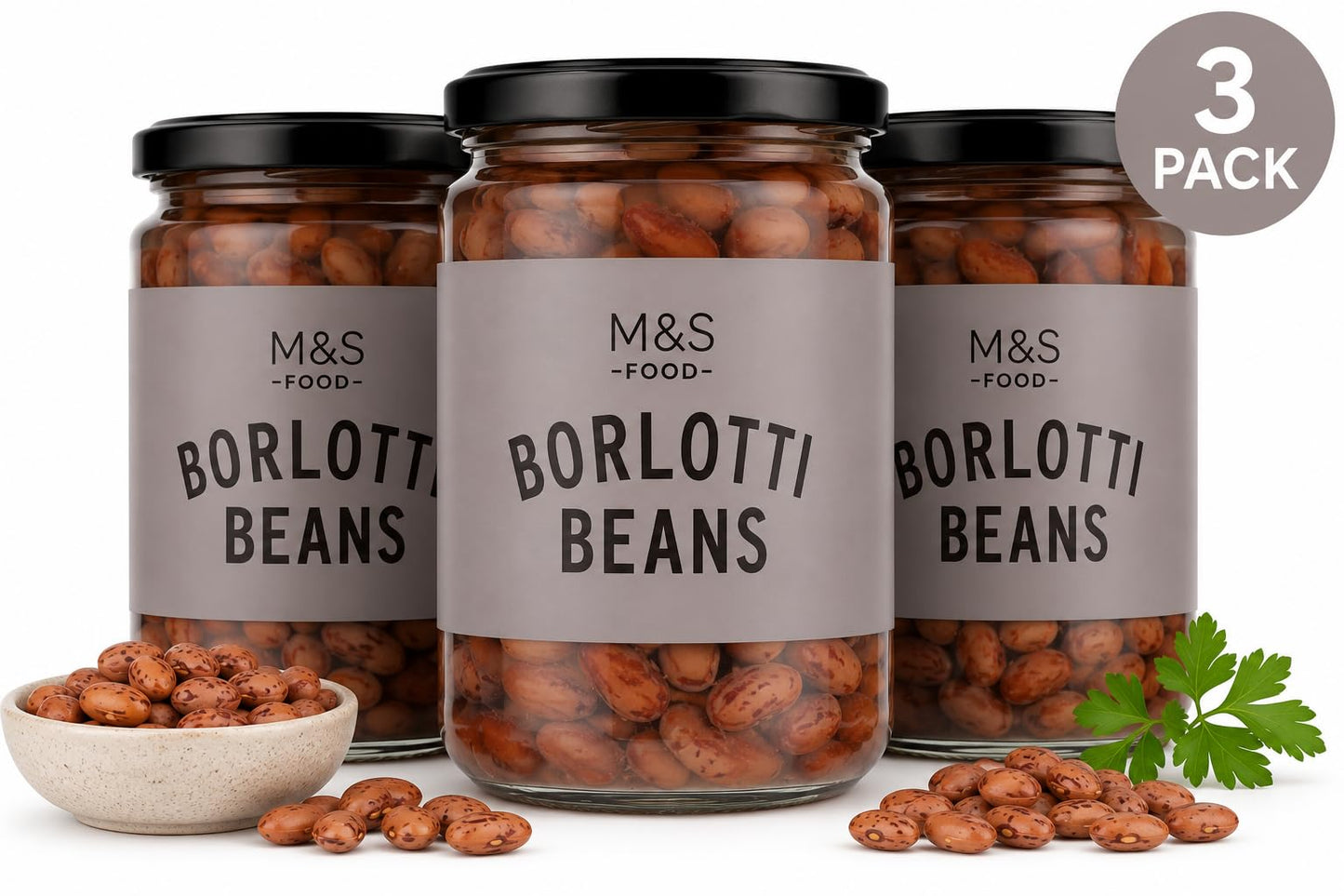 M&S Borlotti Beans 430g, Pack of 3