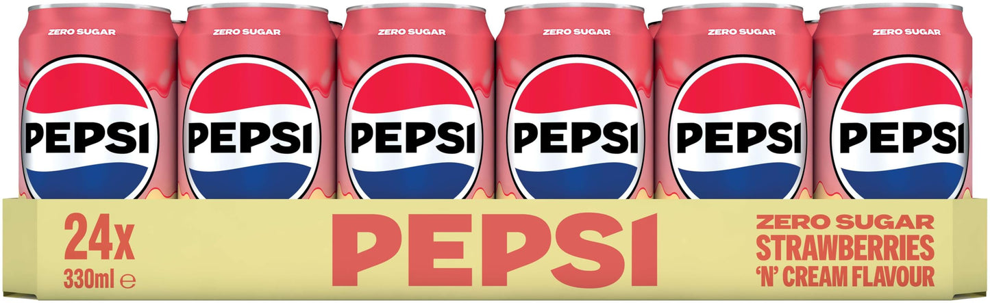 Pepsi Strawberry & Cream 330ml Can (Pack of 24)