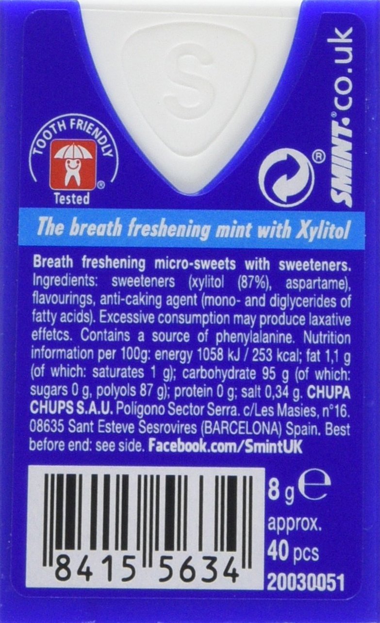 Smint Peppermint Sugar Free Mints, 8g