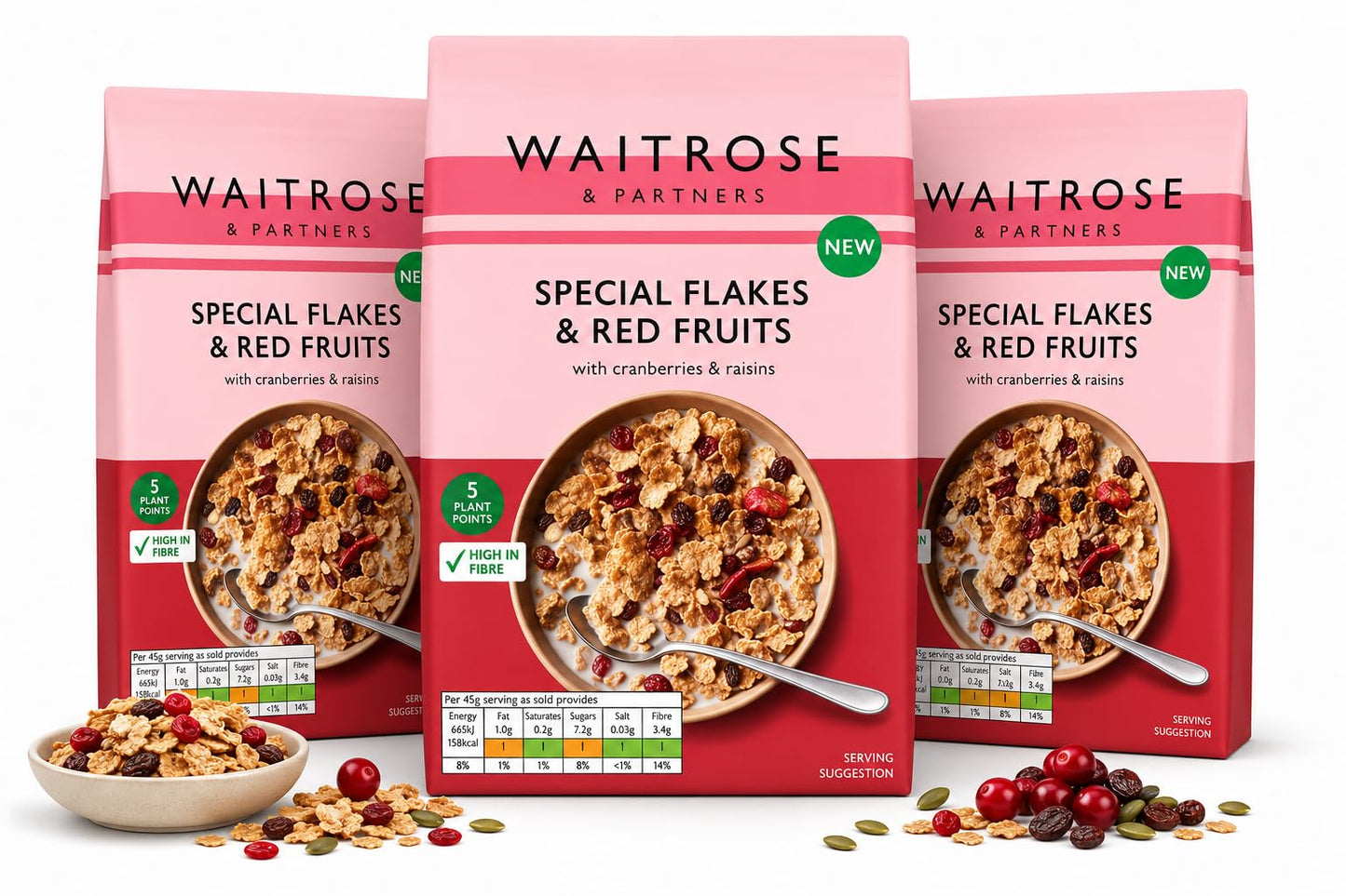Waitrose Special Flakes & Red Fruits375g, Pack of 3