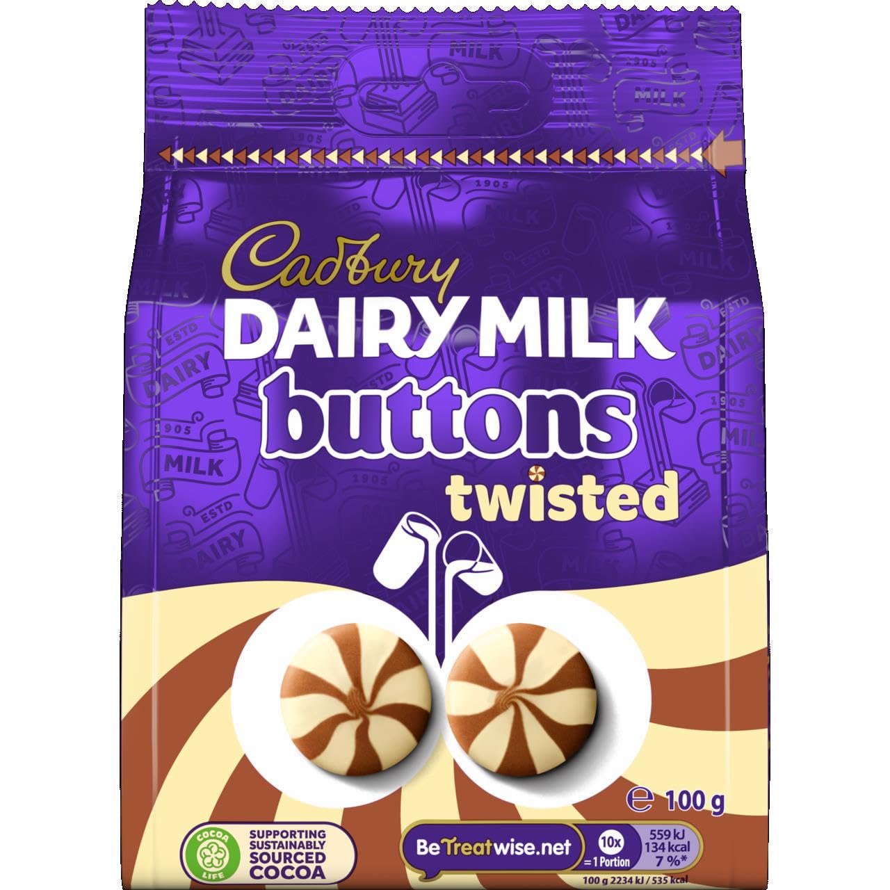 Cadbury Dairy Milk Chocolate Buttons Twisted 100g