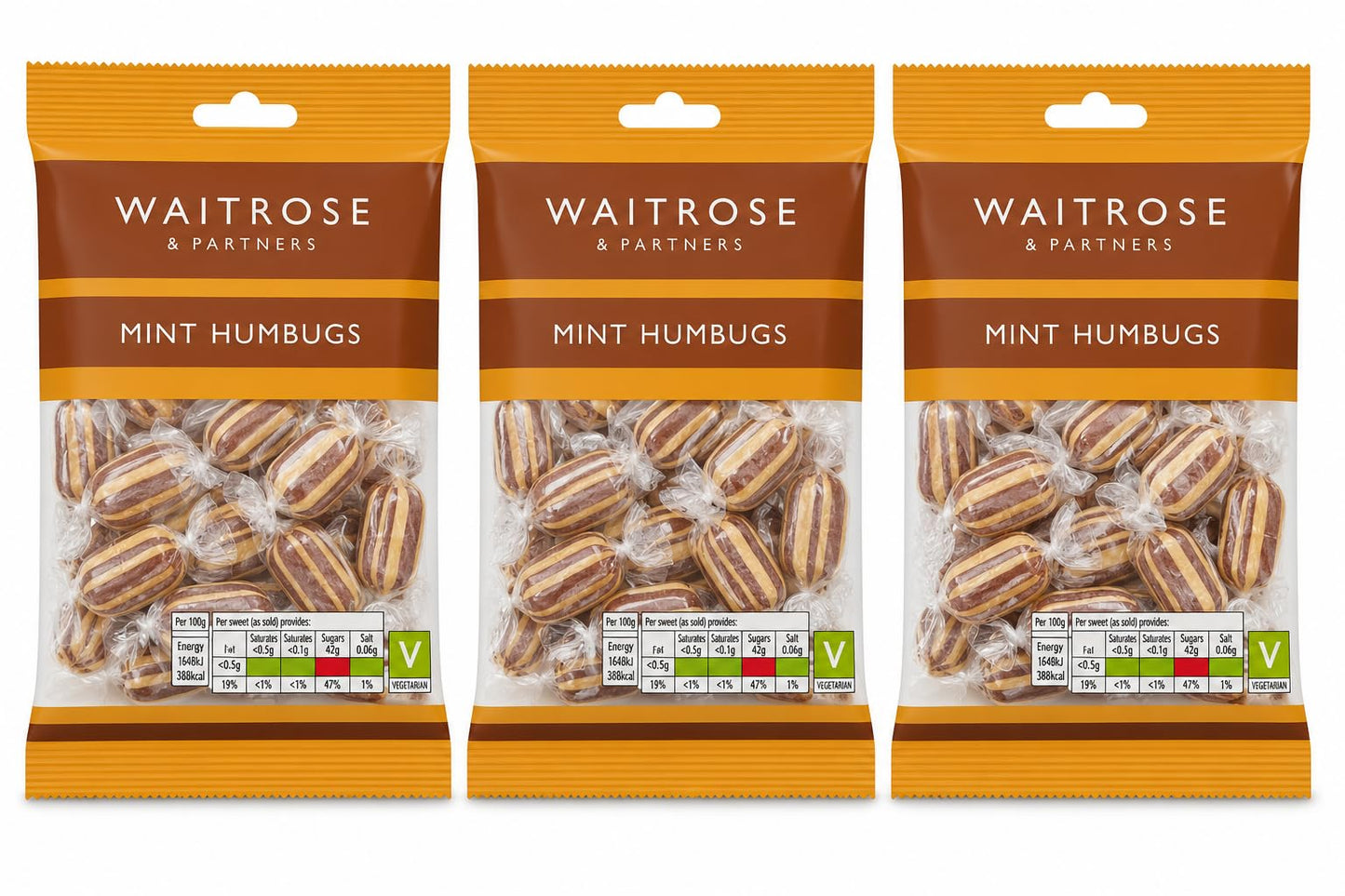 Waitrose Mint Humbugs 200g, Pack of 3