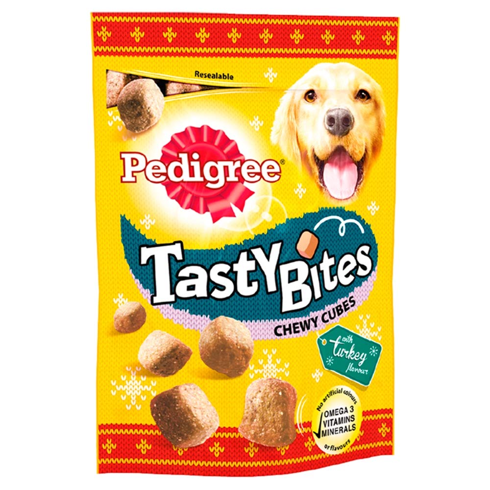 Pedigree Tasty Bites Chewy Cubes Turkey Flavour, 130g