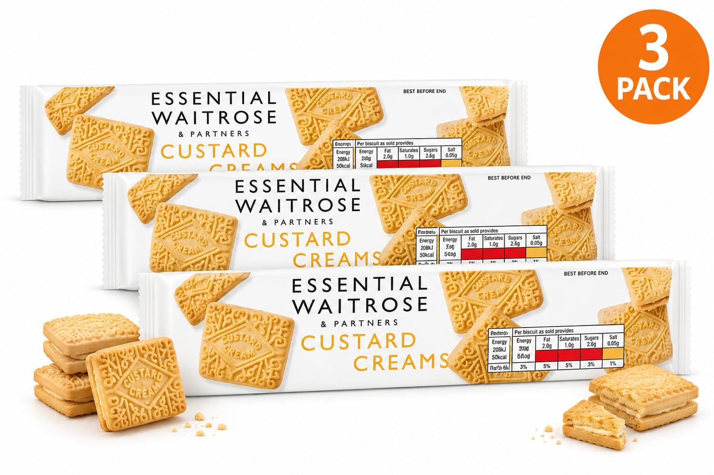 Essential Custard Creams150g, Pack of 3