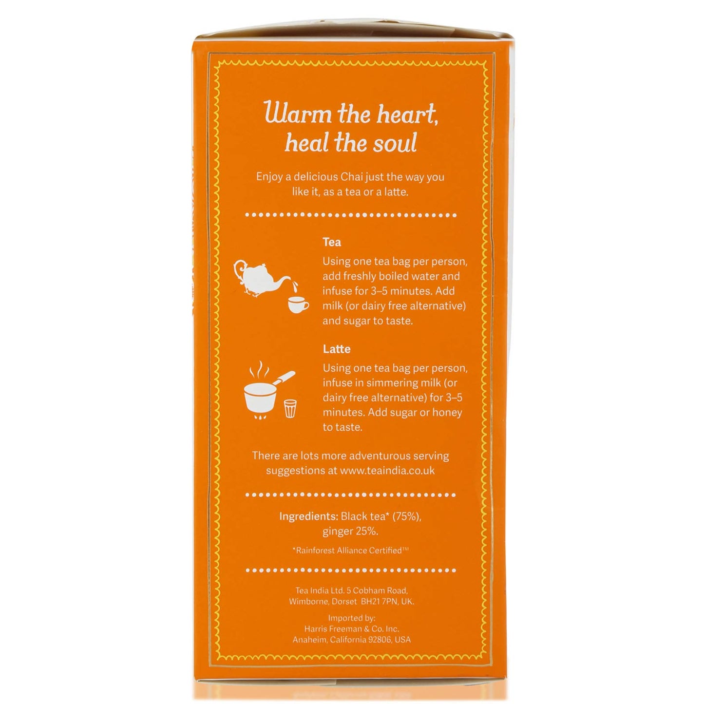 Tea India 40 Ginger Chai Tea Bags 100g