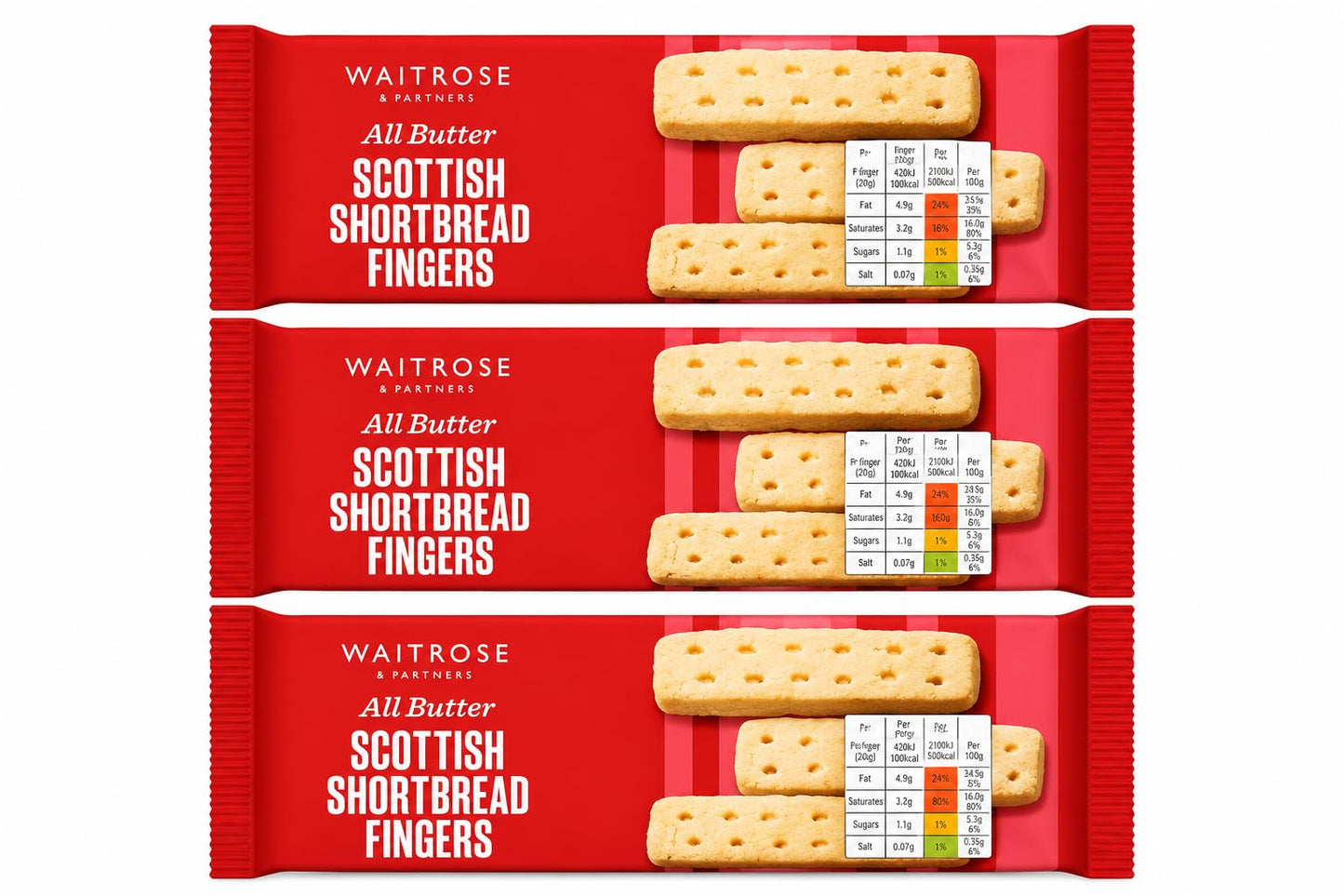 Waitrose Shortbread Fingers 200g, Pack of 3