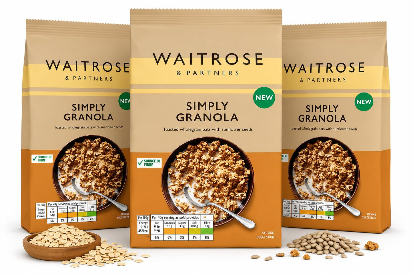 Waitrose Simply Granola Breakfast Cereal1Kg, Pack of 3
