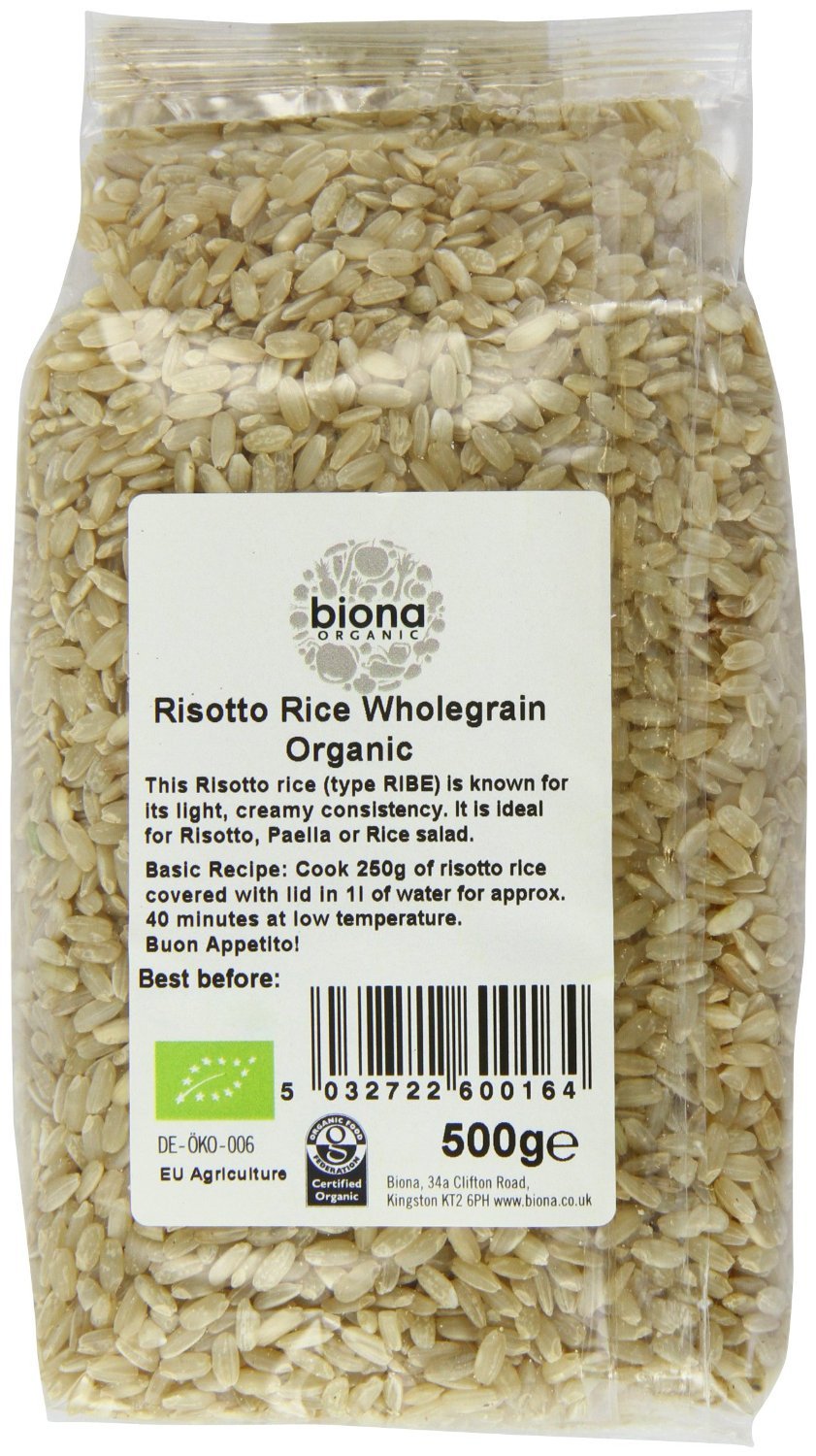 Biona Organic Risotto Rice Wholegrain 500g