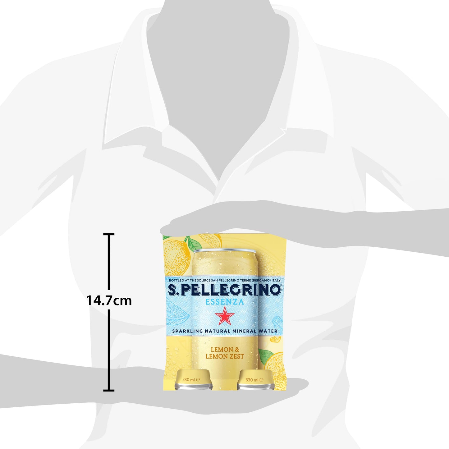 San Pellegrino Essenza Sparkling Water Lightly Flavoured Lemon & Lemon Zest Cans 4x330ml