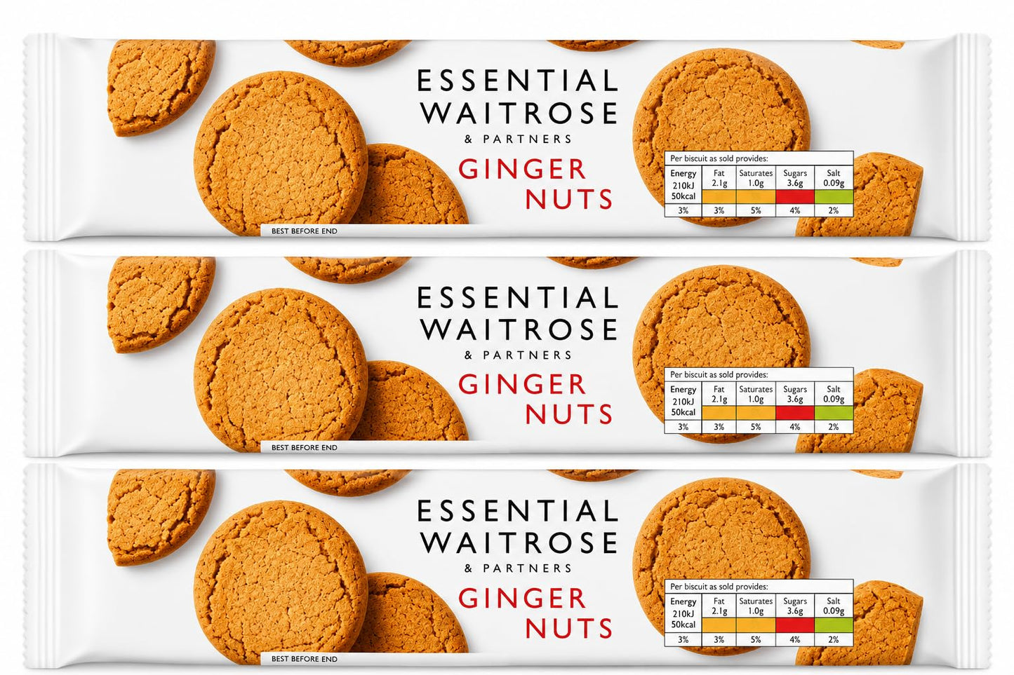 Waitrose Essential Ginger Nuts 300g, Pack of 3