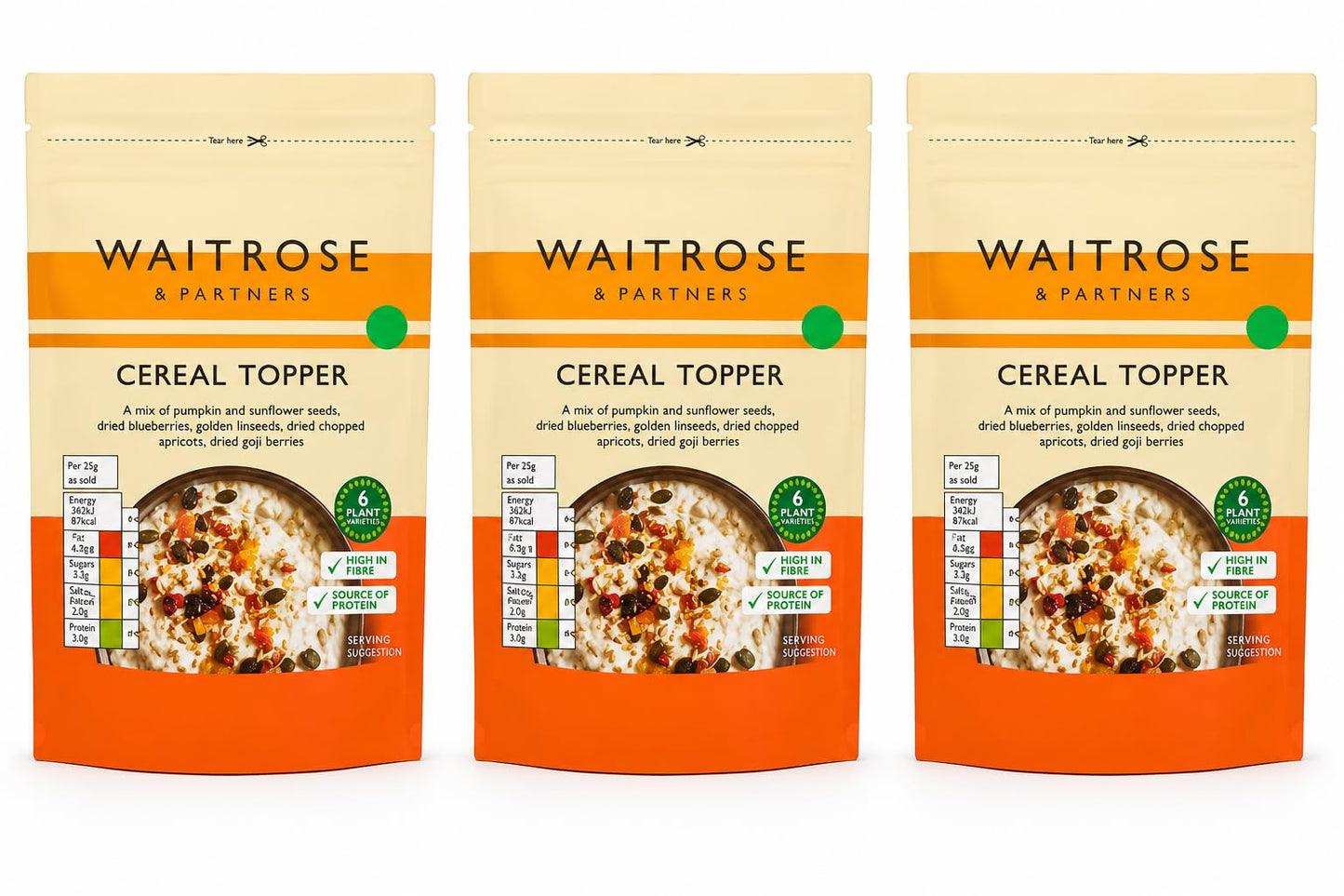 Waitrose Cereal Topper 90g, Pack of 3