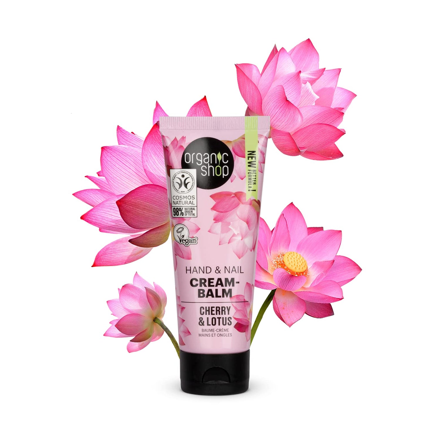 Organic Shop Hand & Nail Cream-Balm Cherry and Lotus, 75 ml