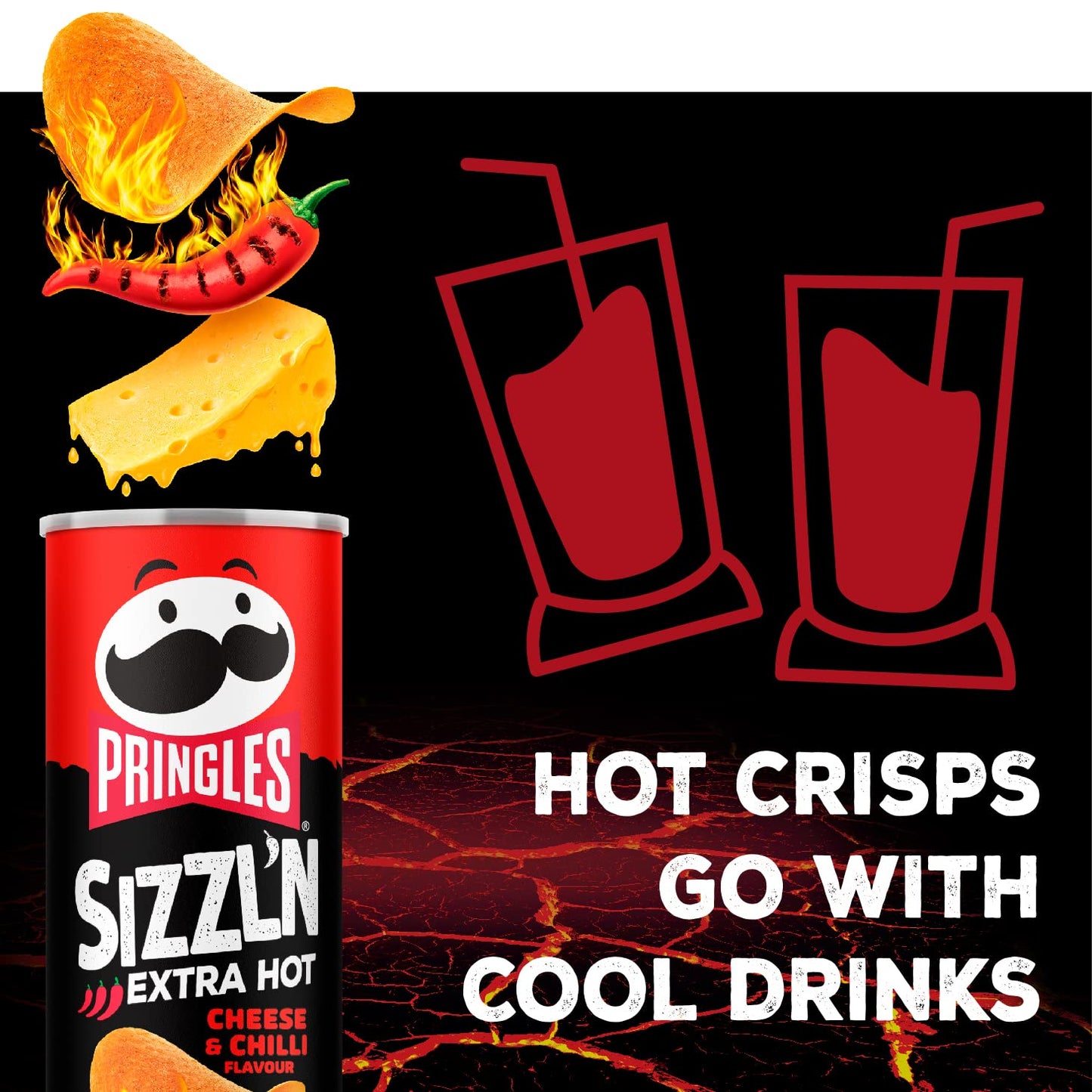Pringles Sizzl'n Extra Hot, Cheese & Chilli, 180g
