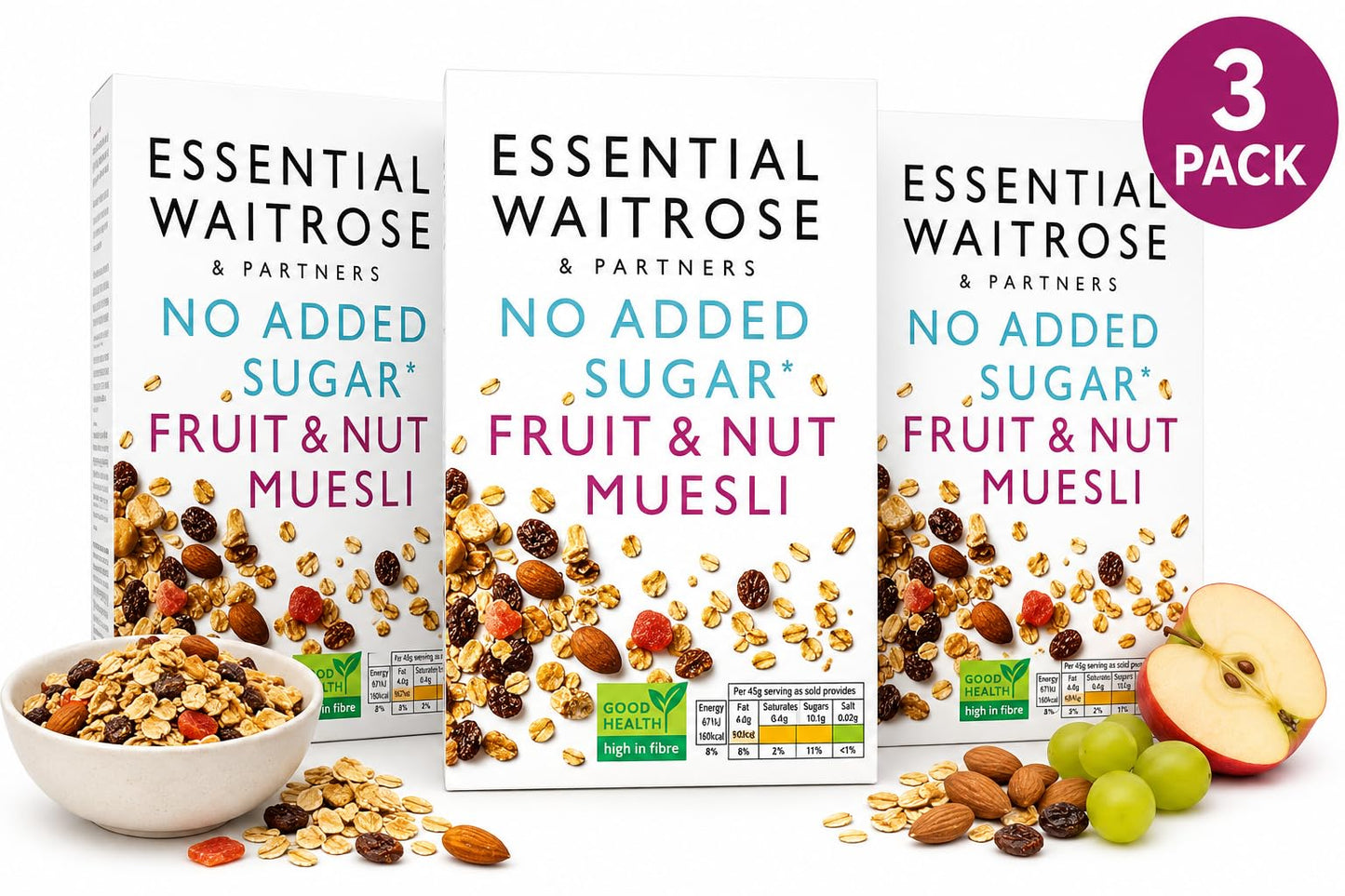 Essential Fruit & Nut Muesli 1kg, Pack of 3