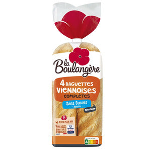 La Boulangere 4 Baguettes Viennoises a la Farine Complète 340g