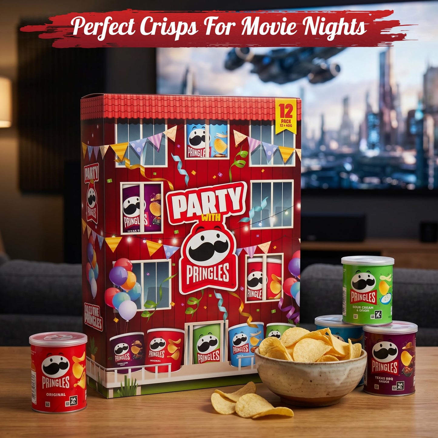 Pringles Original 40g Crisps Multipack – Bulk 12-Pack of Stackable Crisps in Iconic Resealable Canisters, Classic Lightly-Salted Flavor for Lunchboxes, Parties and On-the-Go Snacking