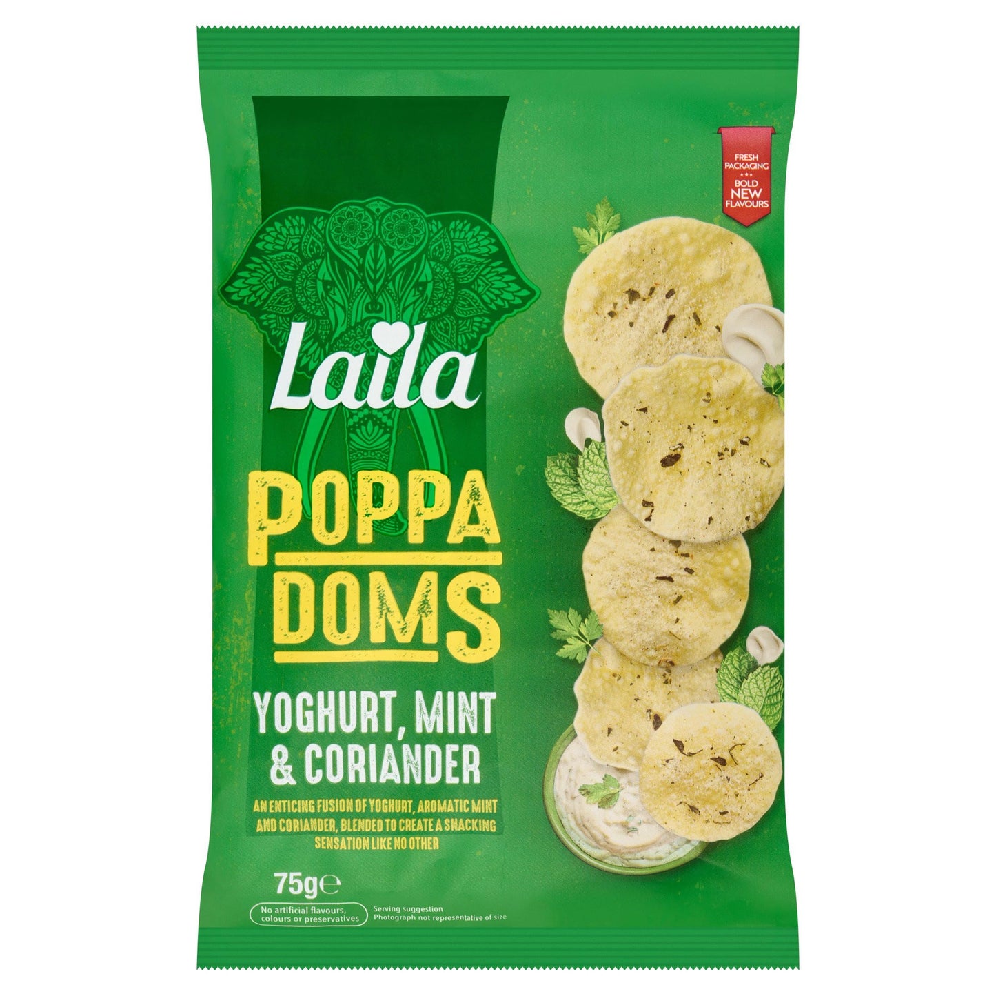 LAILA Yogurt, Mint & Coriander Mini Popadoms 80 g