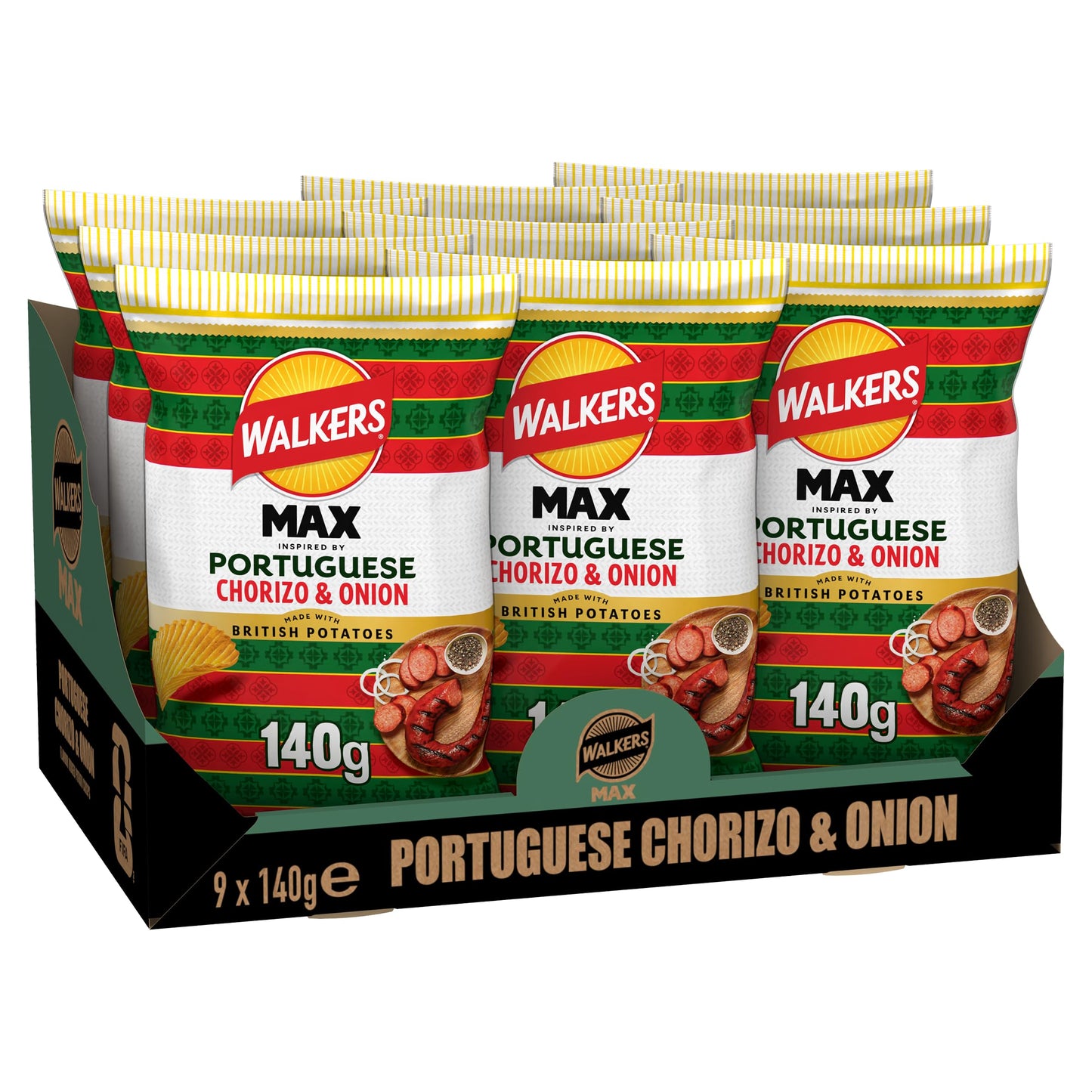 Walkers MAX Portuguese Chorizo & Onion Sharing Crisps 140g