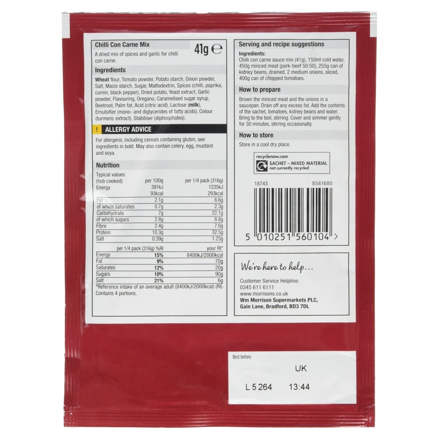 Morrisons Chilli Con Carne Mix, 41g
