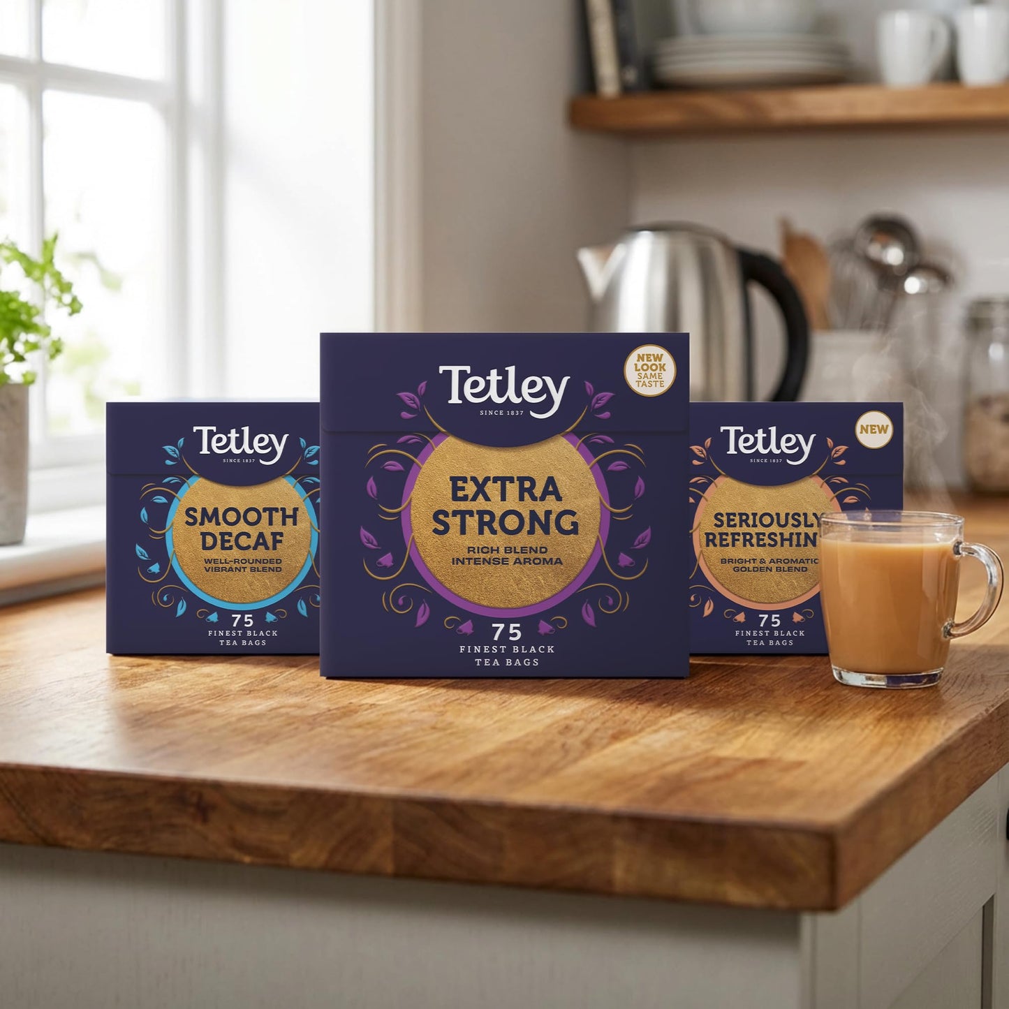 Tetley Smooth Decaf Tea, 75 Teabags - Rainforest Alliance Certified Decaf Tea Bags - Rich, Smooth Taste for a Full Flavoured British Brew at Breakfast or Anytime