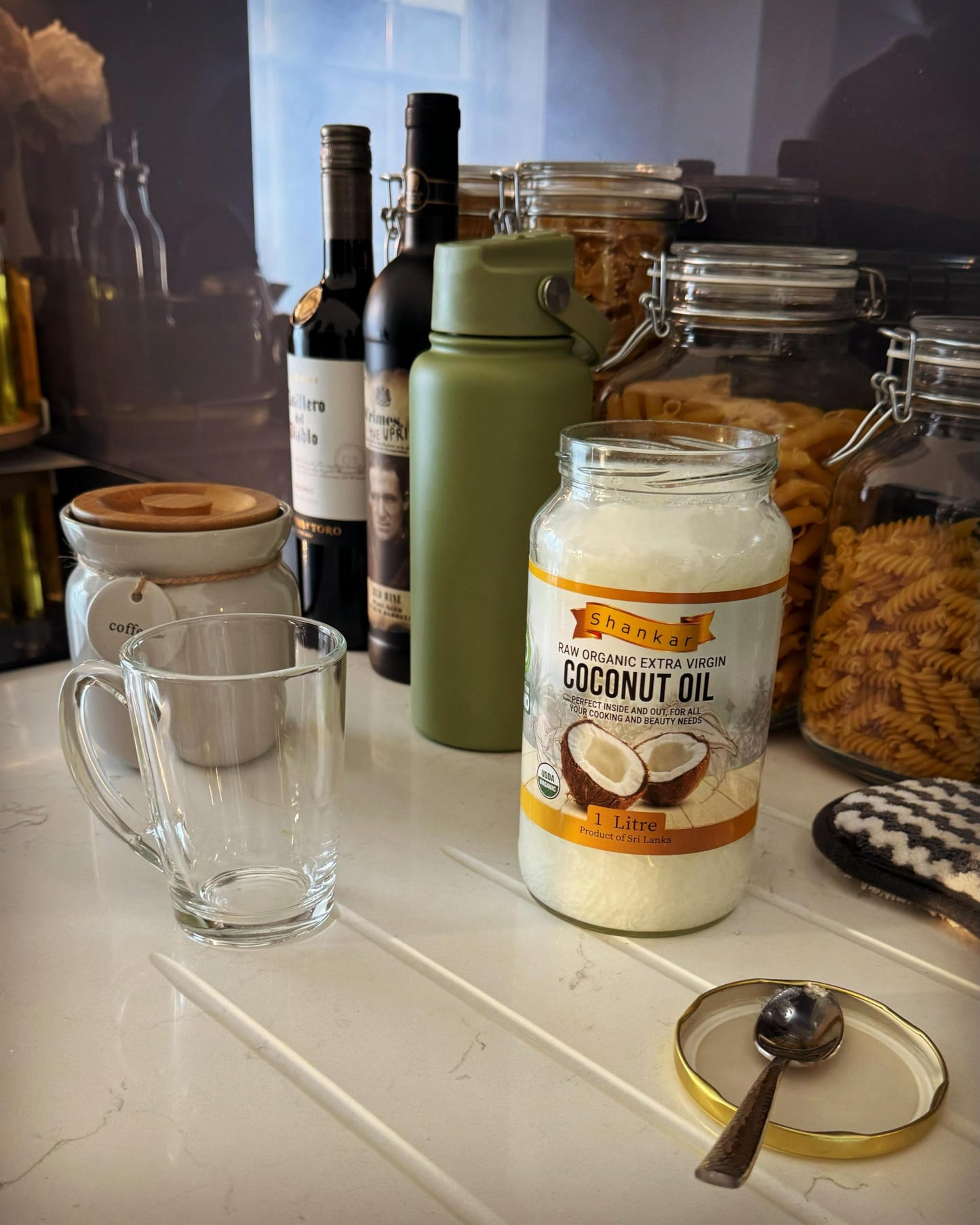Shankar 100% Organic Coconut Oil 1L, Raw, Extra Virgin, Cold Pressed, Perfect for cooking, hair, and skin.