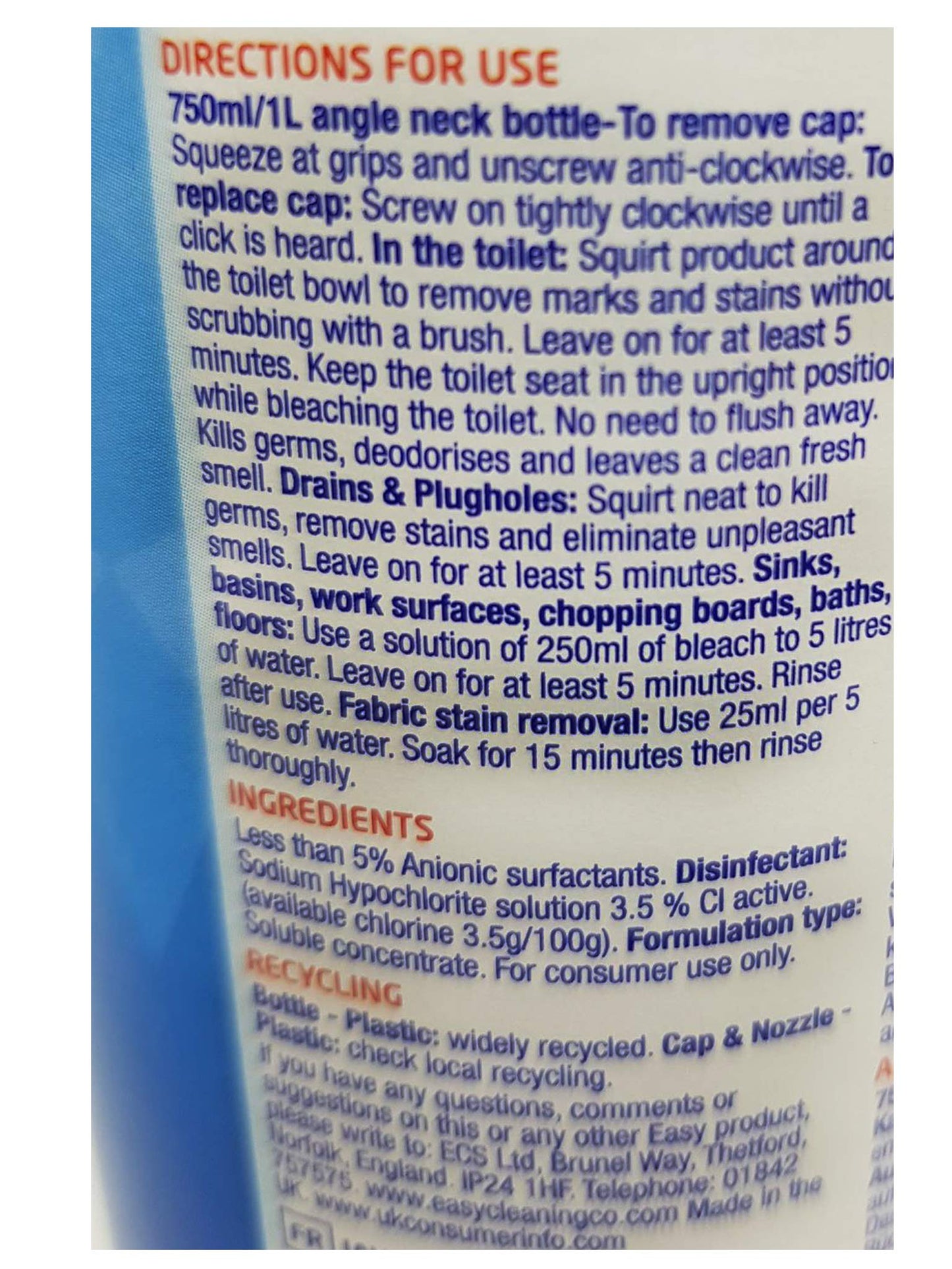 EASY Thick Bleach Original, 750ml