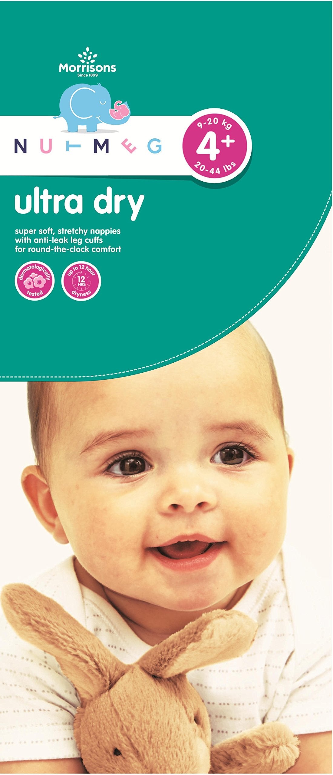 Morrisons Nutmeg Ultra Dry Nappies, Size 4 Plus