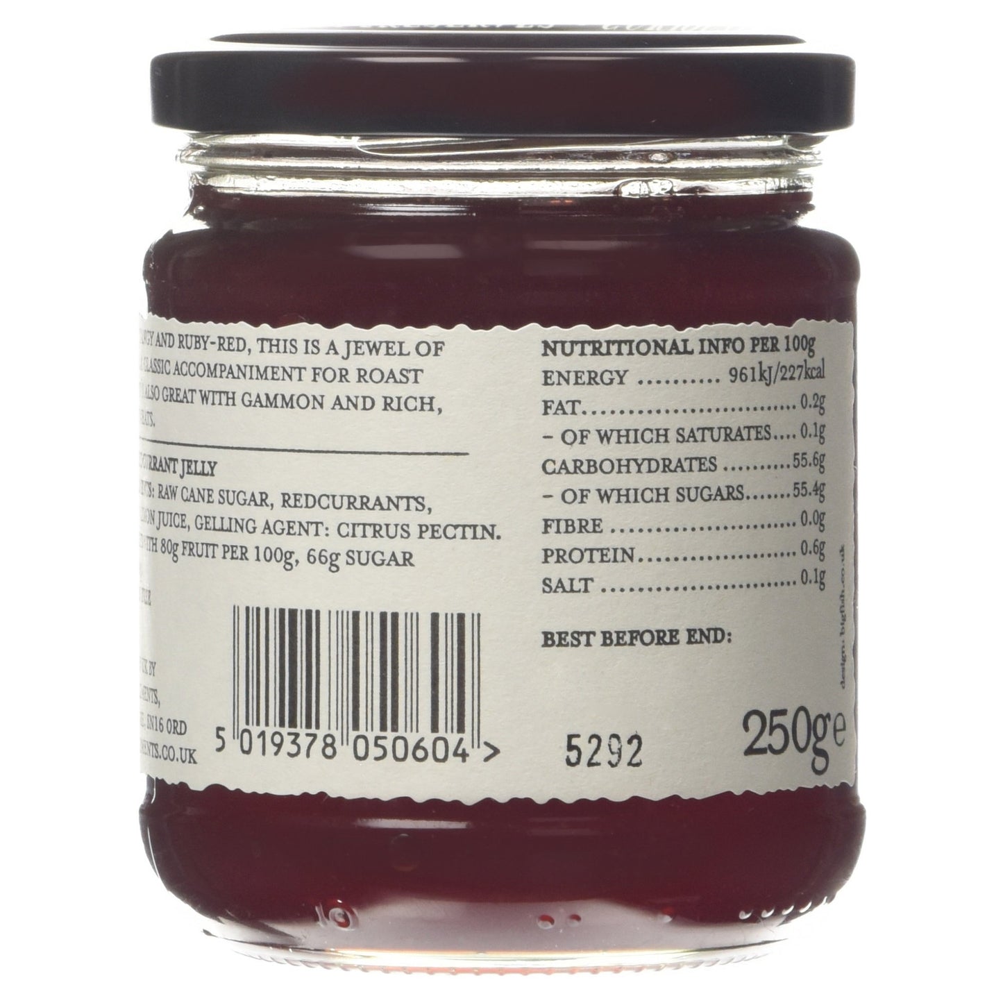 Tracklements Rich Redcurrent Jelly, The Ideal Condiment for Soft Cheese, Lamb, Gammon and Gamey Meats, Vegetarian and Vegan Friendly, Gluten Free, 220g Jar