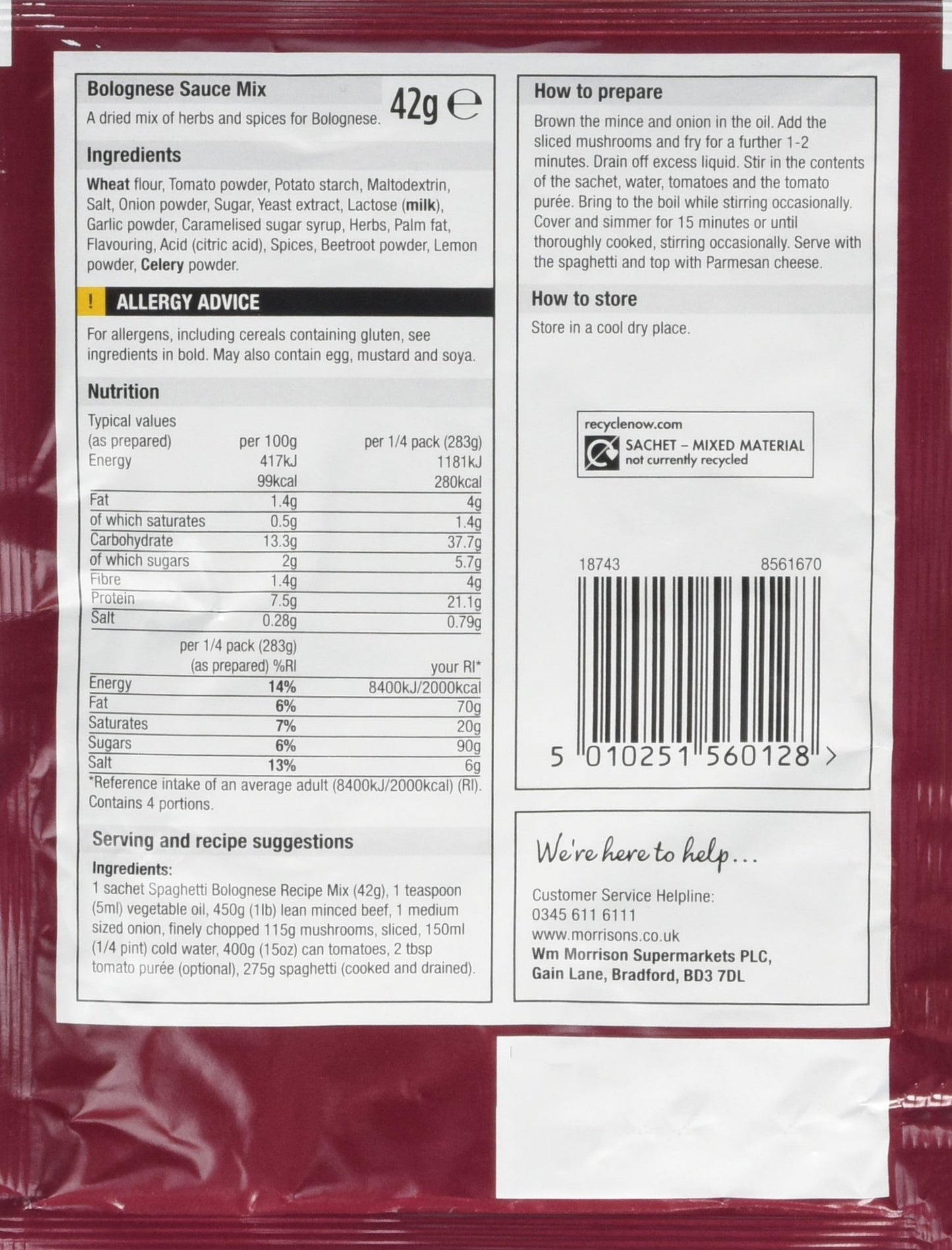 Morrisons Bolognese Sauce Mix, 42g