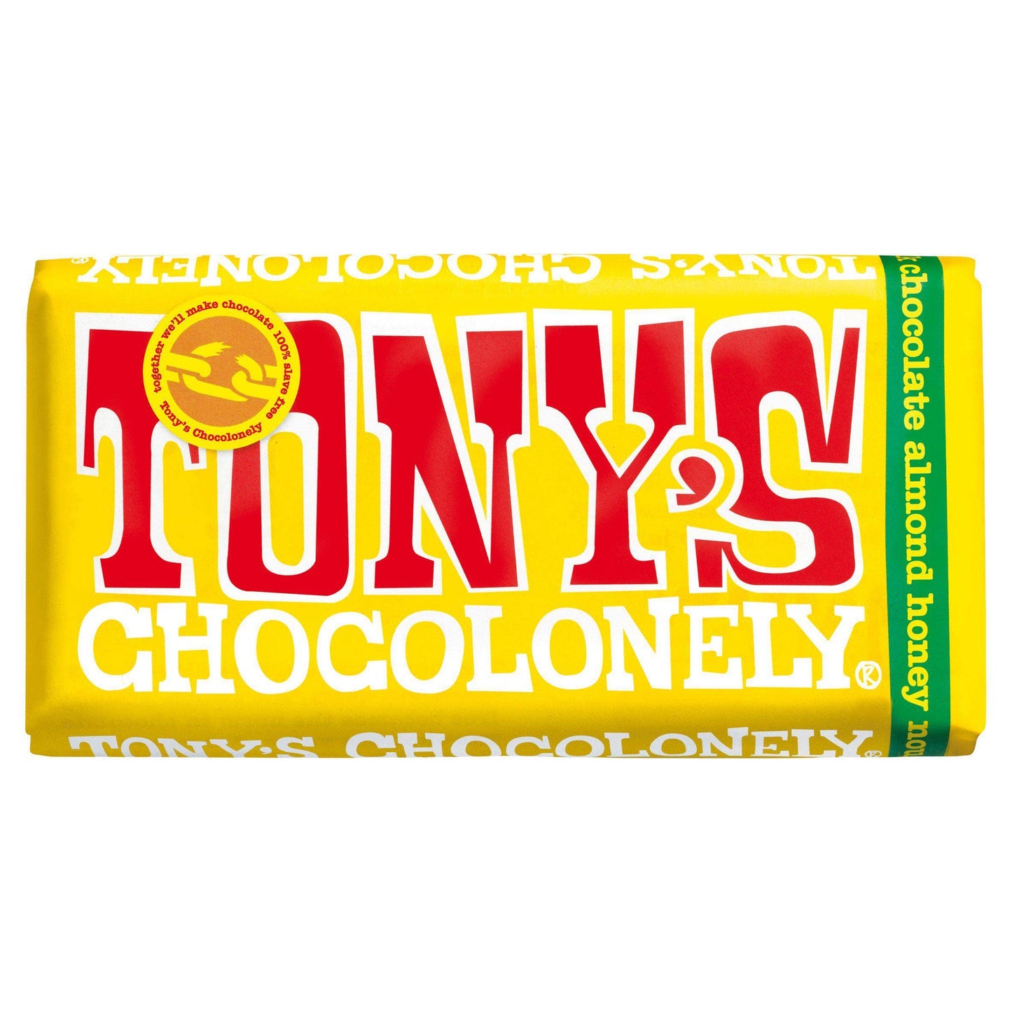 Tony's Chocolonely almond honey nougat milk chocolate bar, 180g