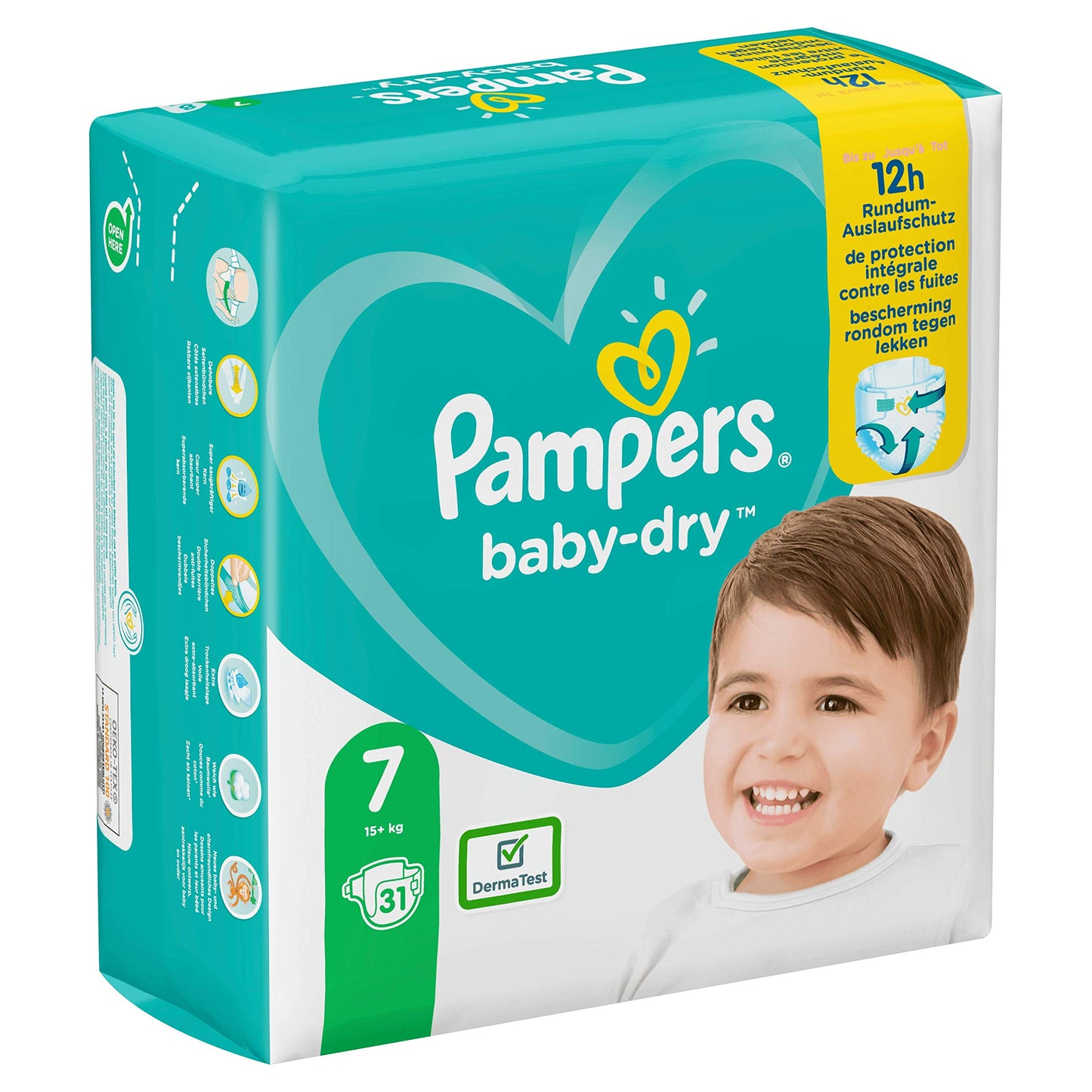 Pampers Baby-Dry Pants, Size 7, 31 Count, 7-12 kg (15-26 lbs), Overnight Urine Protection, White, Disposable, Baby Diapers