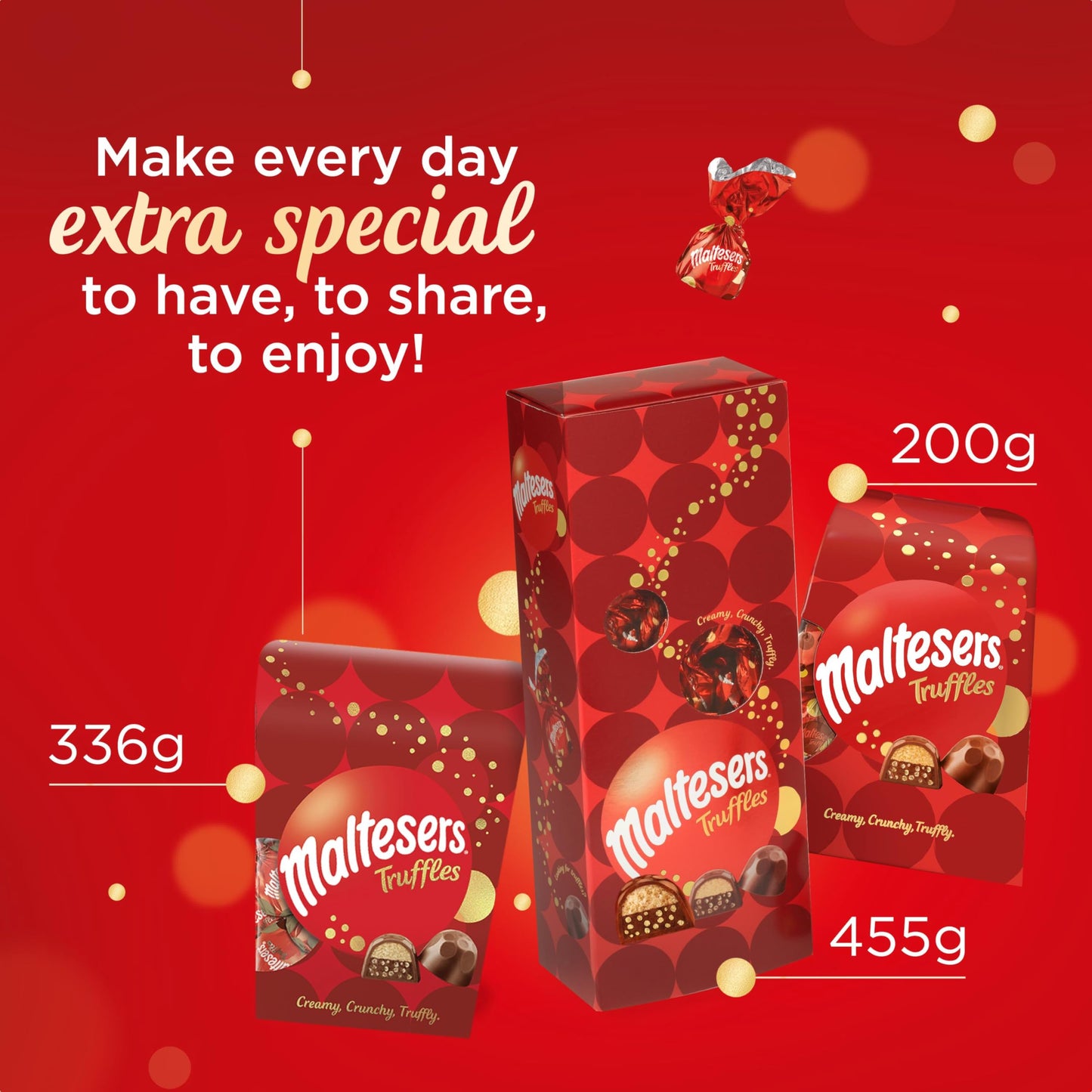 Maltesers Chocolate Truffles Gift Box, Milk Chocolate gift, Honeycomb & Truffle filling, 455g, Ideal Chocolate Selection Box for Gifts, Snacks and Sharing